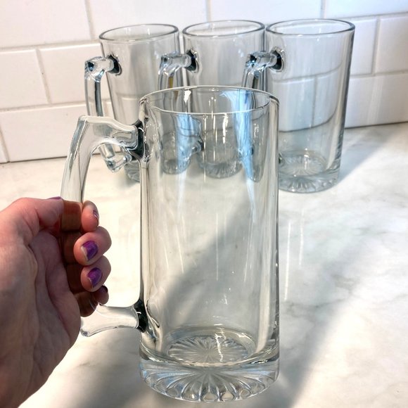 Kitchen 2 Jumbo Large Beer Mugs Freezer Safe Thick Glass Sports Mugs Classic Stein Bar Poshmark